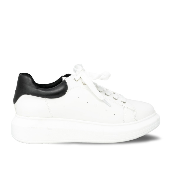platform black and white sneakers